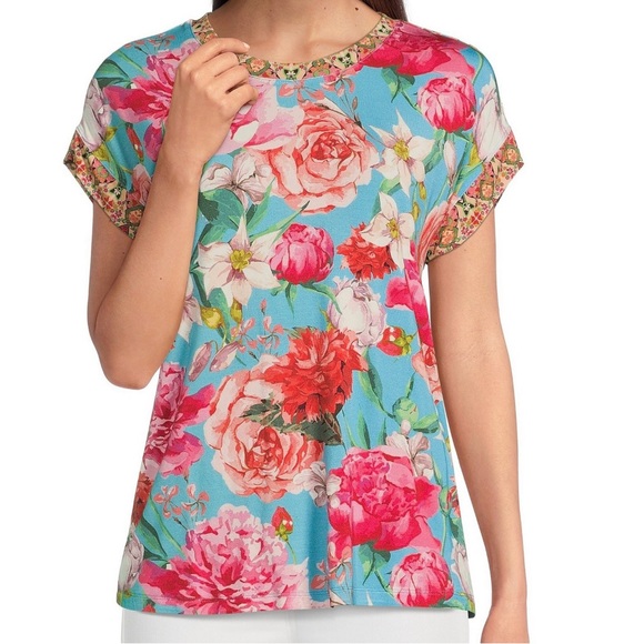 Johnny Was Tops - Johnny Was rose relaxed tee